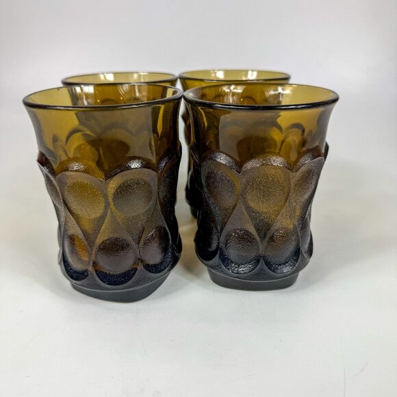 Noritake Spotlight Walnut Brown Water Flat Tumblers Textured MCM Set Of 4 - Picture 1 of 5